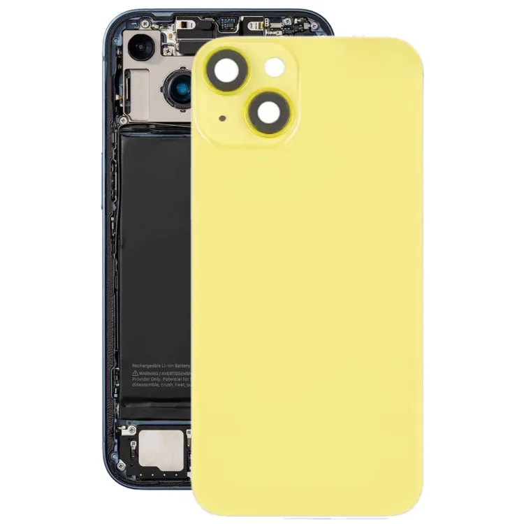 For iPhone 14 Glass Battery Back Cover with Flash Bracket + Wireless Charging Module(Yellow)