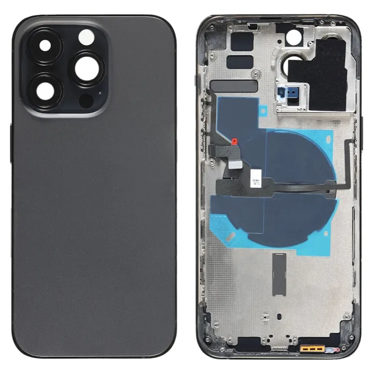 For iPhone 14 Pro Max Battery Back Cover with Power + Volume Flex Cable + Wireless Charging Module, Version:China Version(Black)