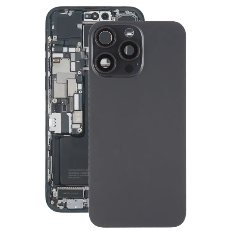 For iPhone 15 Pro Max Battery Back Cover with Camera Lens Frame + MagSafe Magnet(Black)