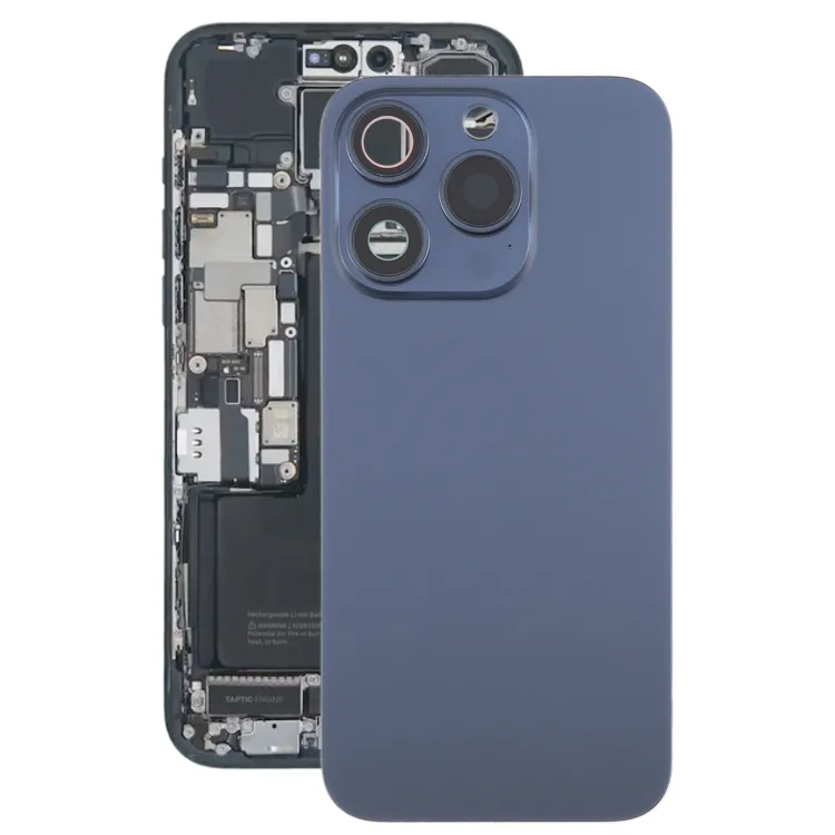 For iPhone 15 Pro Max Battery Back Cover with Camera Lens Frame + MagSafe Magnet(Blue)