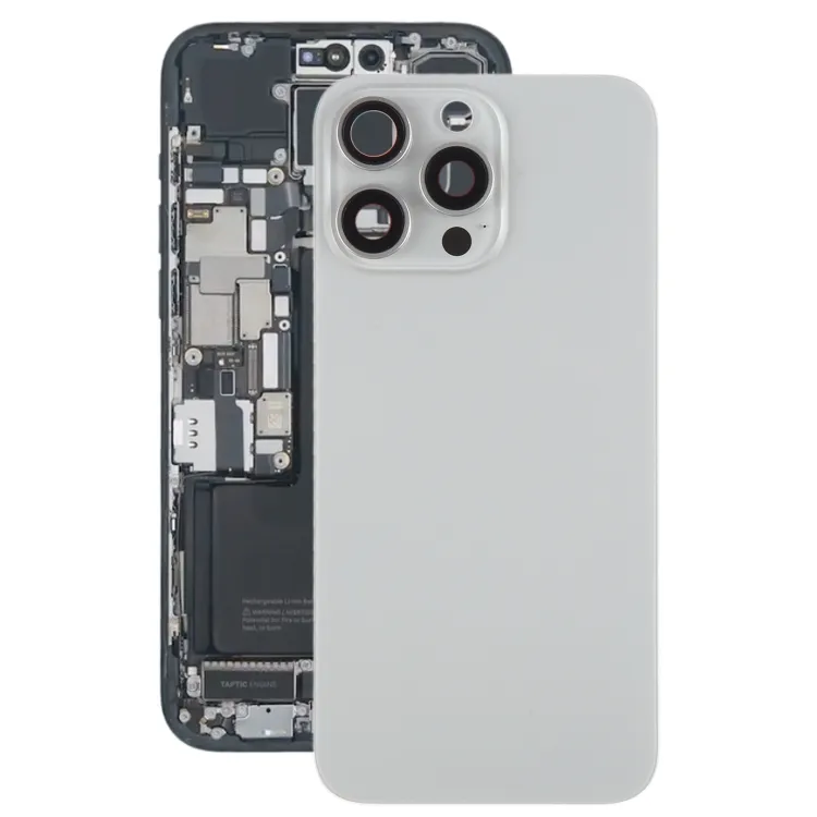 For iPhone 15 Pro Max Battery Back Cover with Camera Lens Frame + MagSafe Magnet(Titanium)