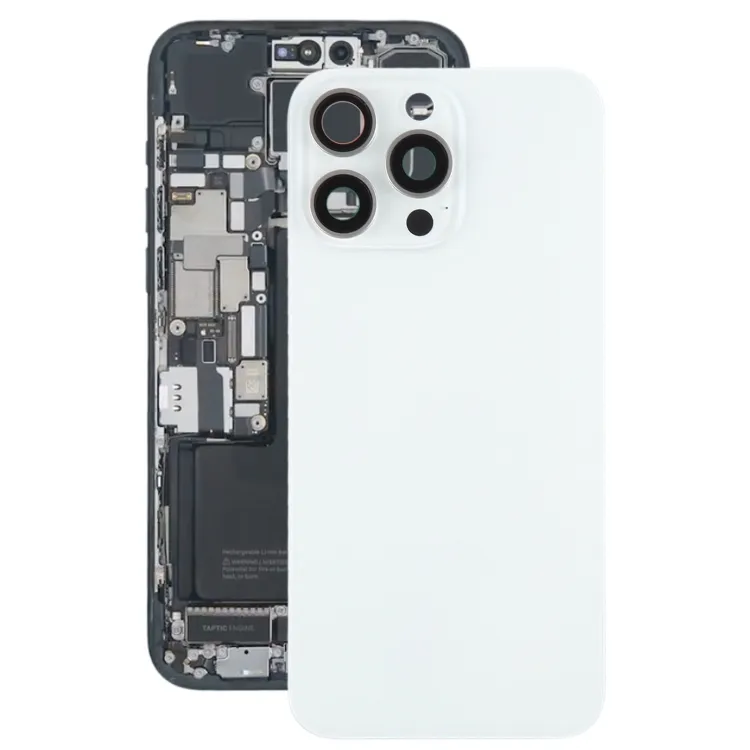For iPhone 15 Pro Max Battery Back Cover with Camera Lens Frame + MagSafe Magnet(White)