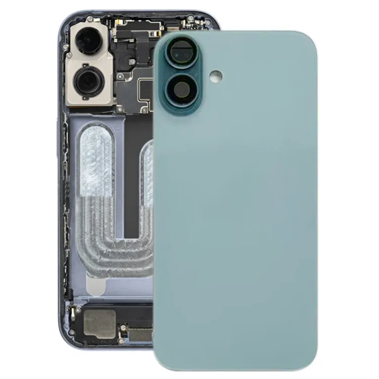 For iPhone 16 Plus Battery Back Cover with Camera Lens Frame(Green)