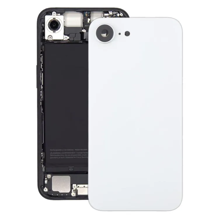 For iPhone 16e Glass Battery Back Cover with Camera Lens Frame(White)