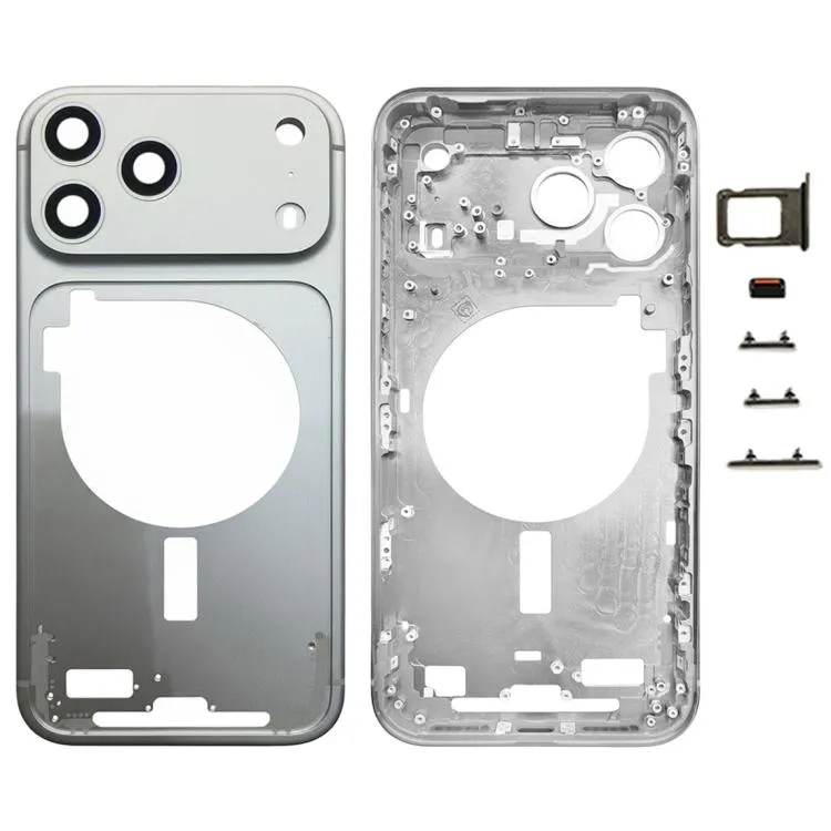 For iPhone 17 Pro Max Middle Frame Bezel Plate with Camera Lens Cover (Silver)