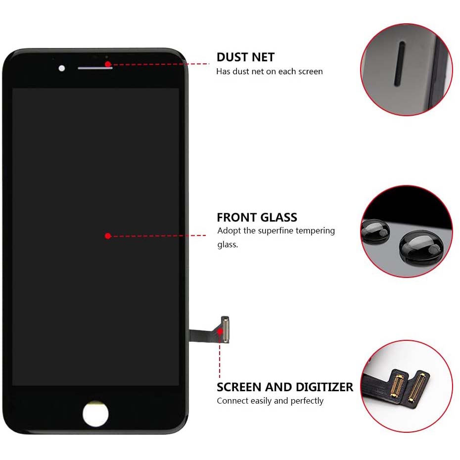 for iPhone 7 Screen Replacement with Home Button 4.7 Black, 3D Touch LCD  Display Digitizer Full Assembly with Fix Tools Front Camera Speaker Sensor