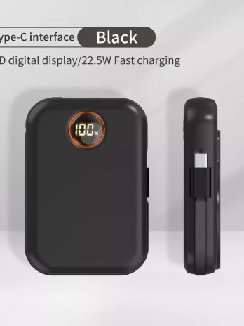 E34B 10000 mah magnetic Wireless charging Powerbank with digital display Built-in wire Powerbank Ultra-thin powerbank (comes with Type-C cable)